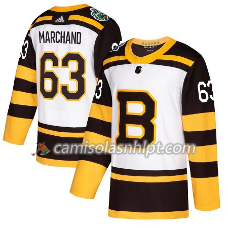 Camisola Boston Bruins Brad Marchand 63 2019 Winter Classic Adidas Branco Authentic - Homem